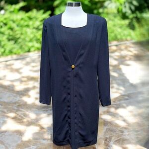 Worthington Black Long Sleeve Sheath Dress with a Gold Button Closure